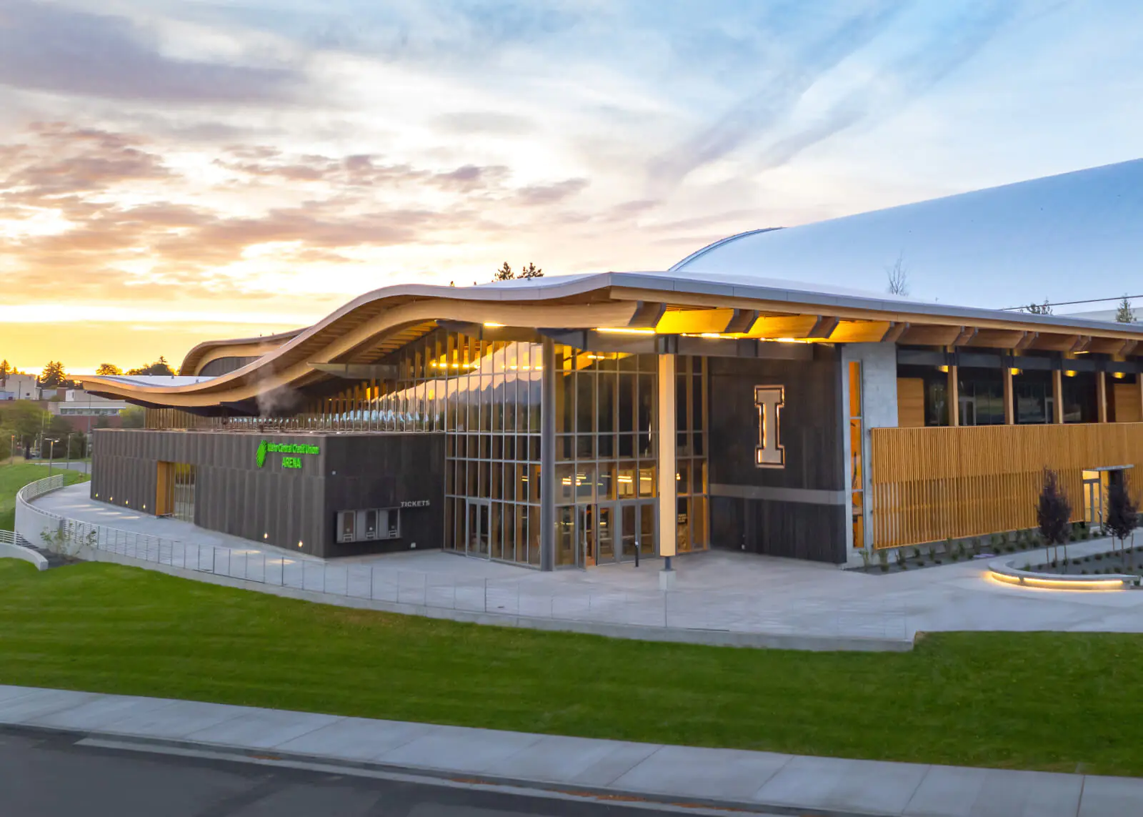 Exterior of the ICCU Arena at the University of Idaho